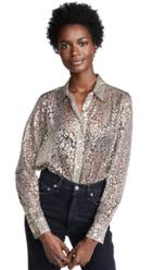 Equipment Metallic Leopard Lace Essential Button Down Shirt