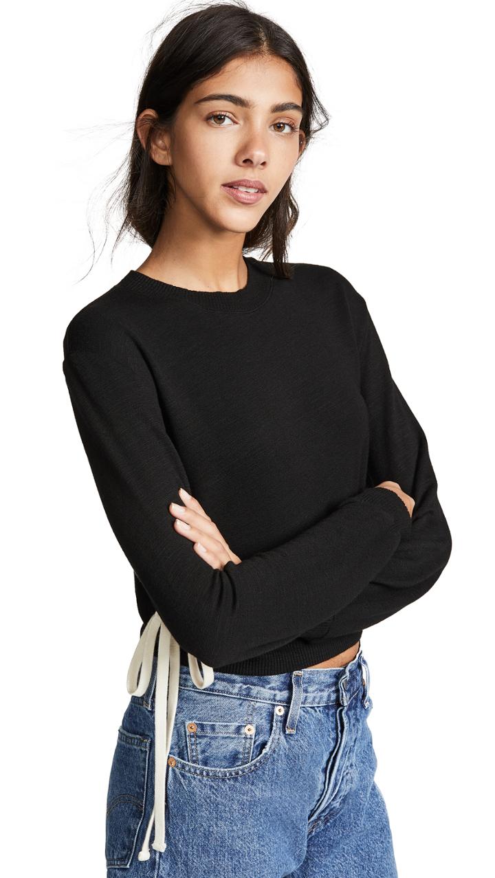 Monrow Super Soft Lace Up High Neck Sweatshirt