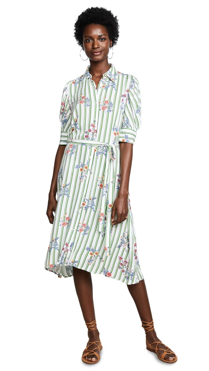 Moon River Floral Stripe Shirt Dress