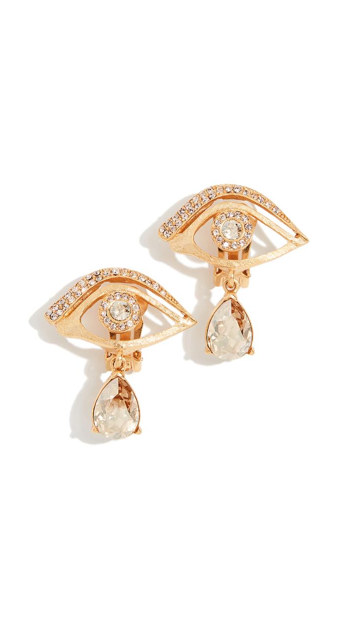 Oscar De La Renta Pave Eye Earrings