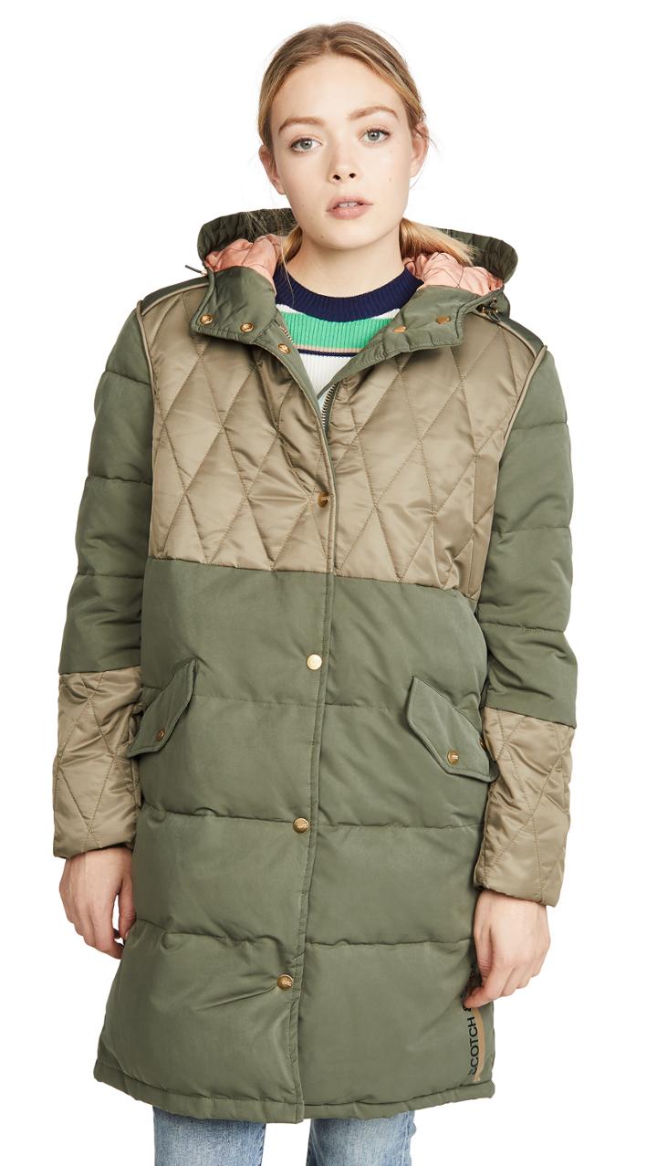 Scotch Soda Maison Scotch Mixed Fabric Parka Jacket