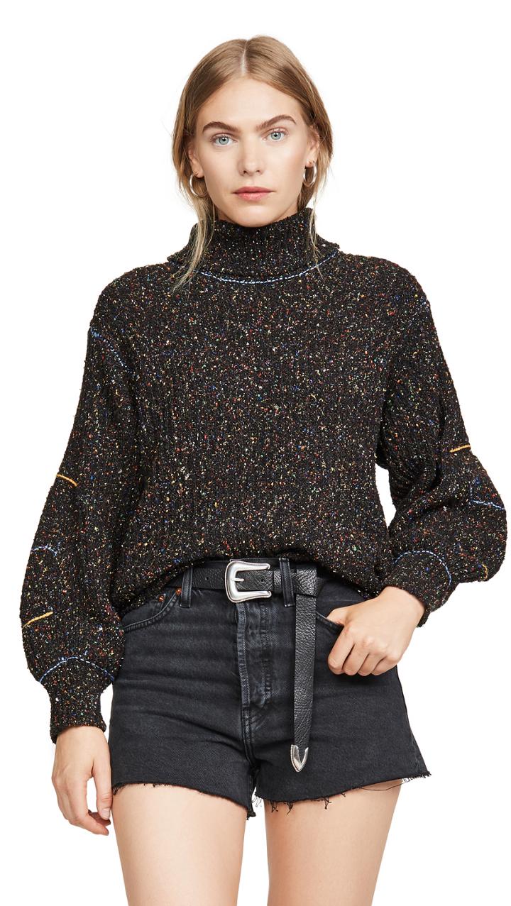 Toga Pulla Tweed Knit High Neck Sweater