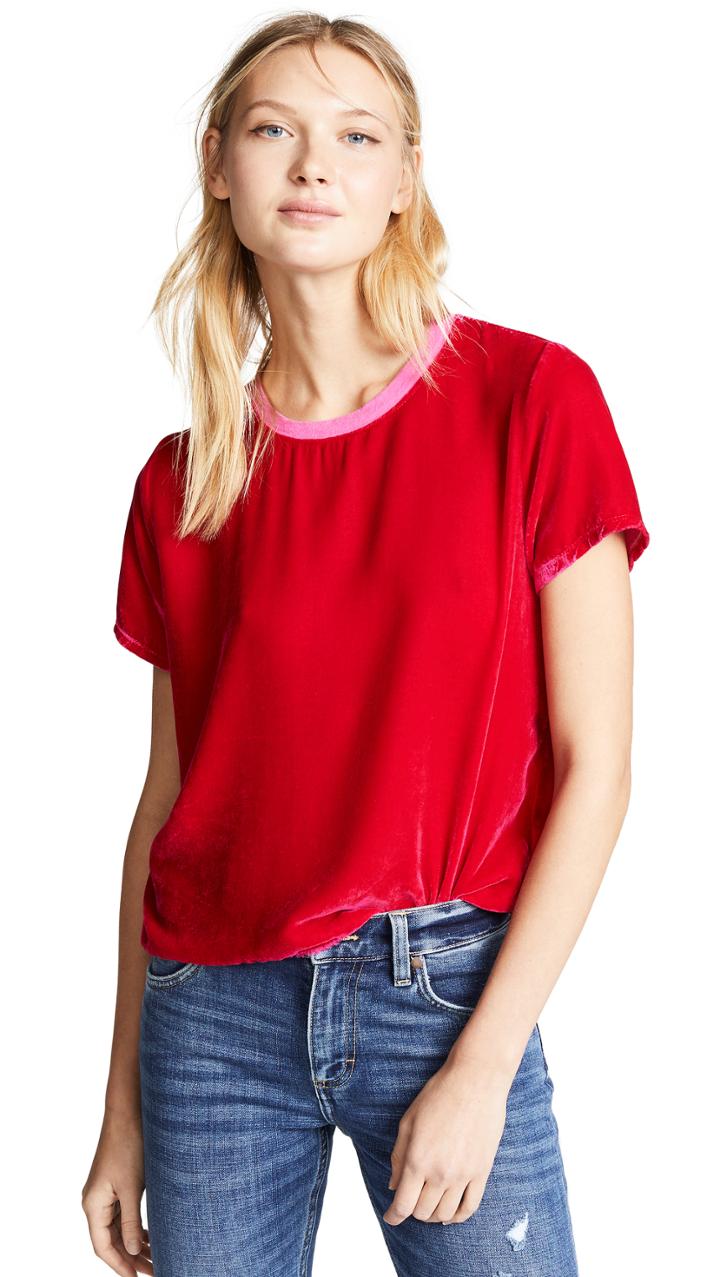 Nation Ltd Marie Velvet Boxy Crop Top