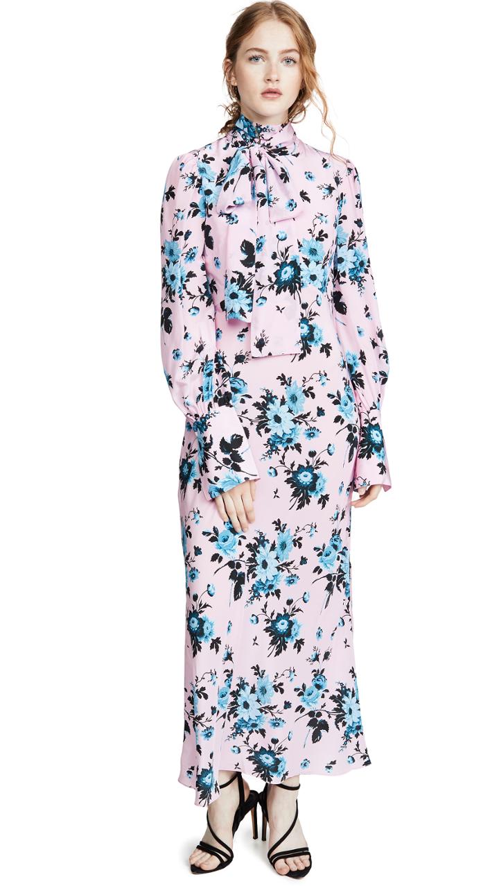 Les Reveries Pussy Bow Bias Dress