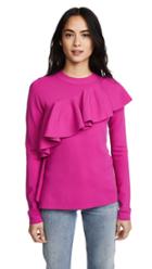 Diane Von Furstenberg Long Sleeve Ruffle Front Sweater
