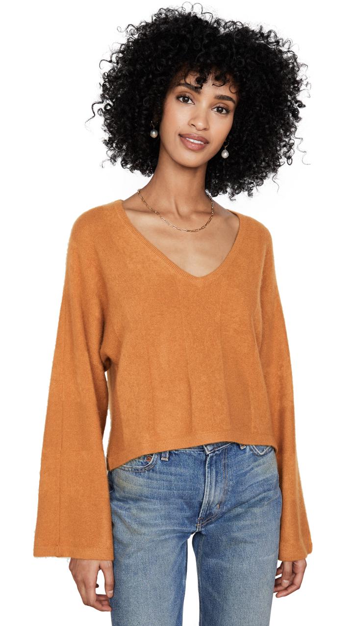 Naadam Cropped V Cashmere Sweater