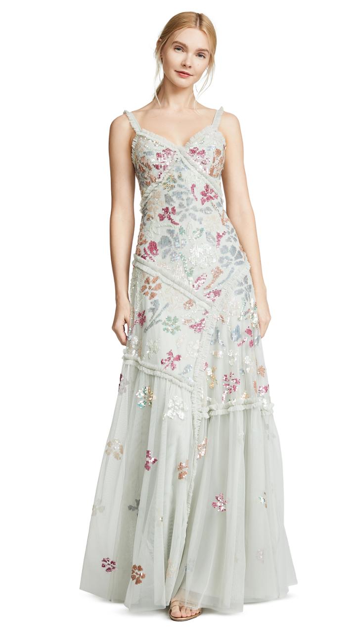 Needle Thread Deconstructed Sequin Gown
