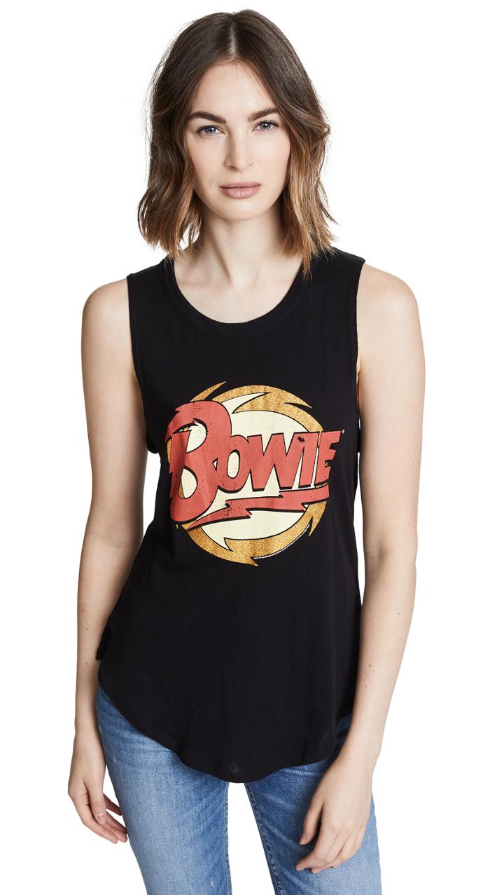 Chaser David Bowie Glitter Lightning Tank Top