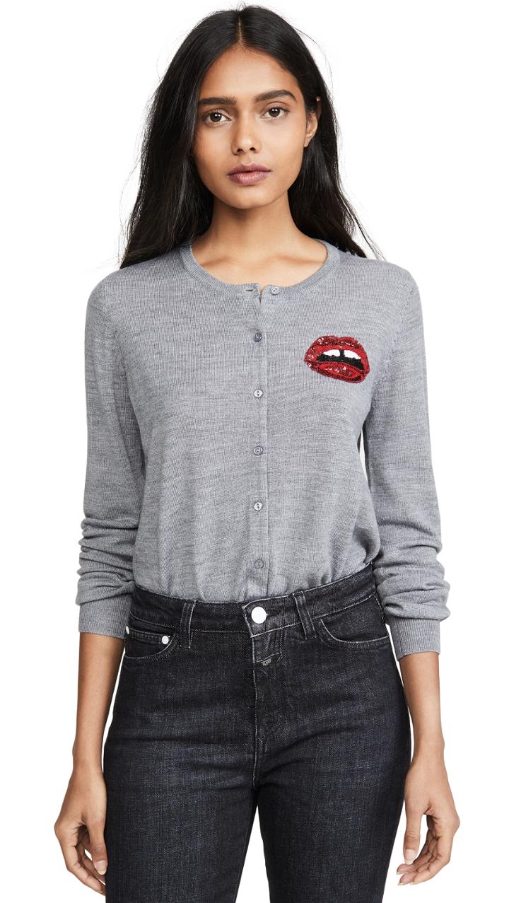 Markus Lupfer Red Sequin Mini Lara Lip April Cardigan