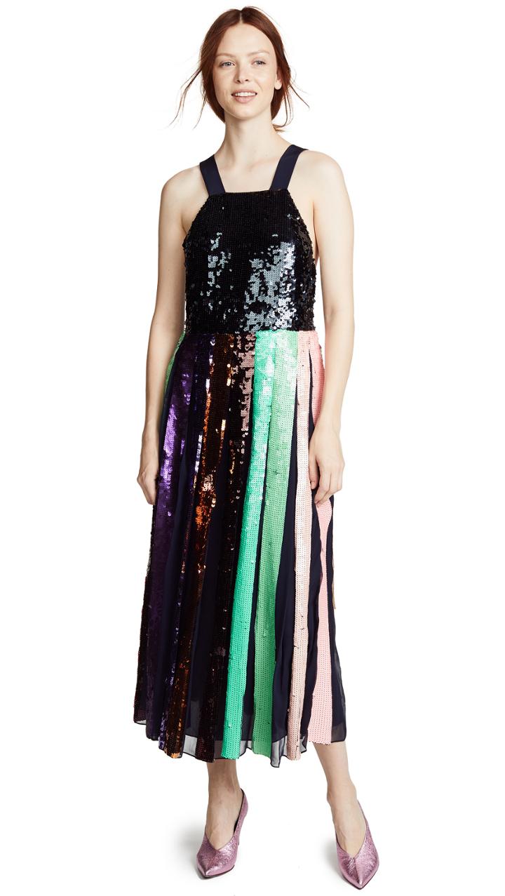 Tibi Beaded Sequin Overall Dress