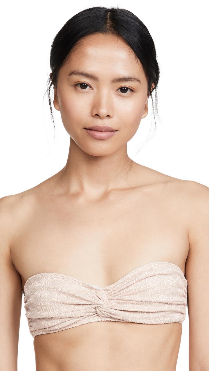 Jonathan Simkhai Metallic Front Twist Bikini Top