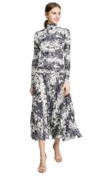 Victoria Victoria Beckham Forest Print Pleated Dress