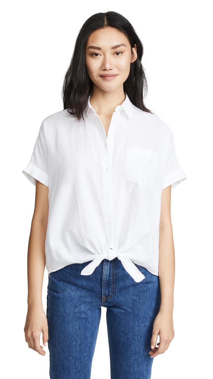 Madewell Short Sleeve Tie Front Shirt