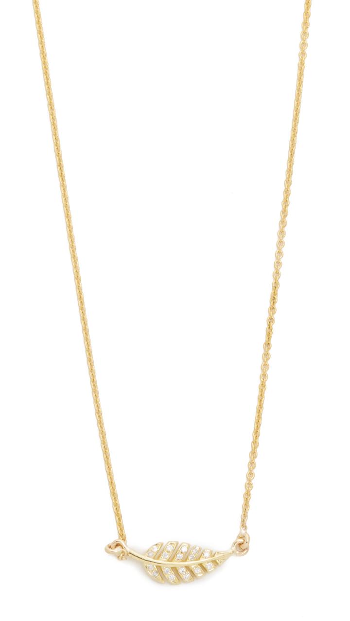 Jennifer Meyer Jewelry Diamond Mini Leaf Necklace