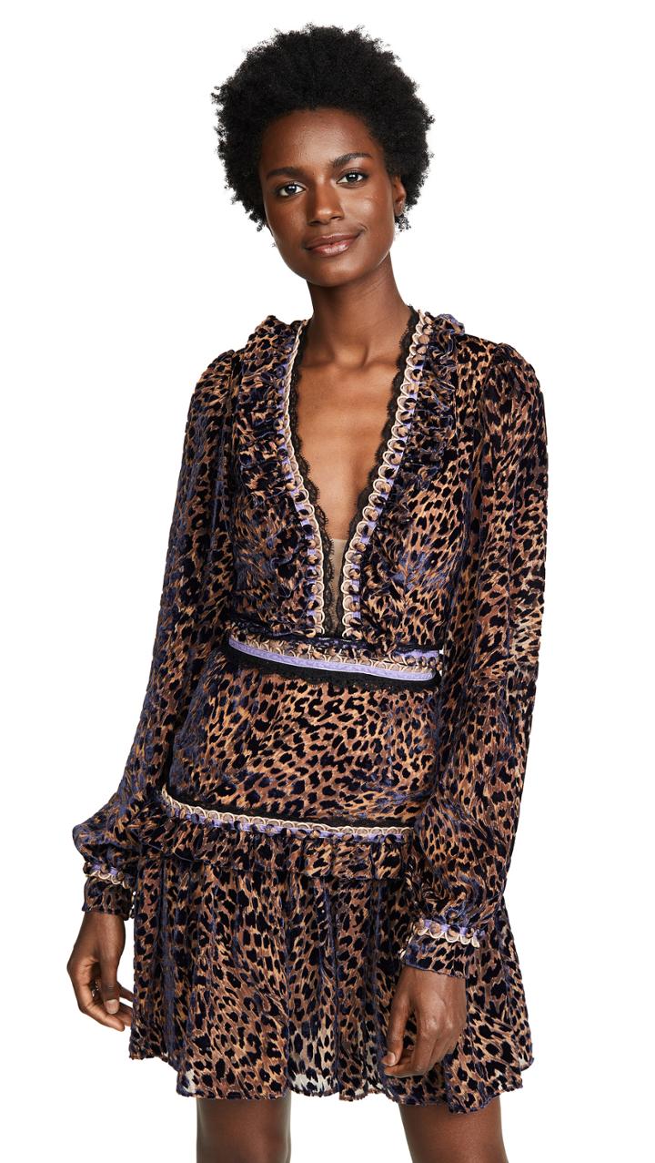 Costarellos V Neck Devore Dress