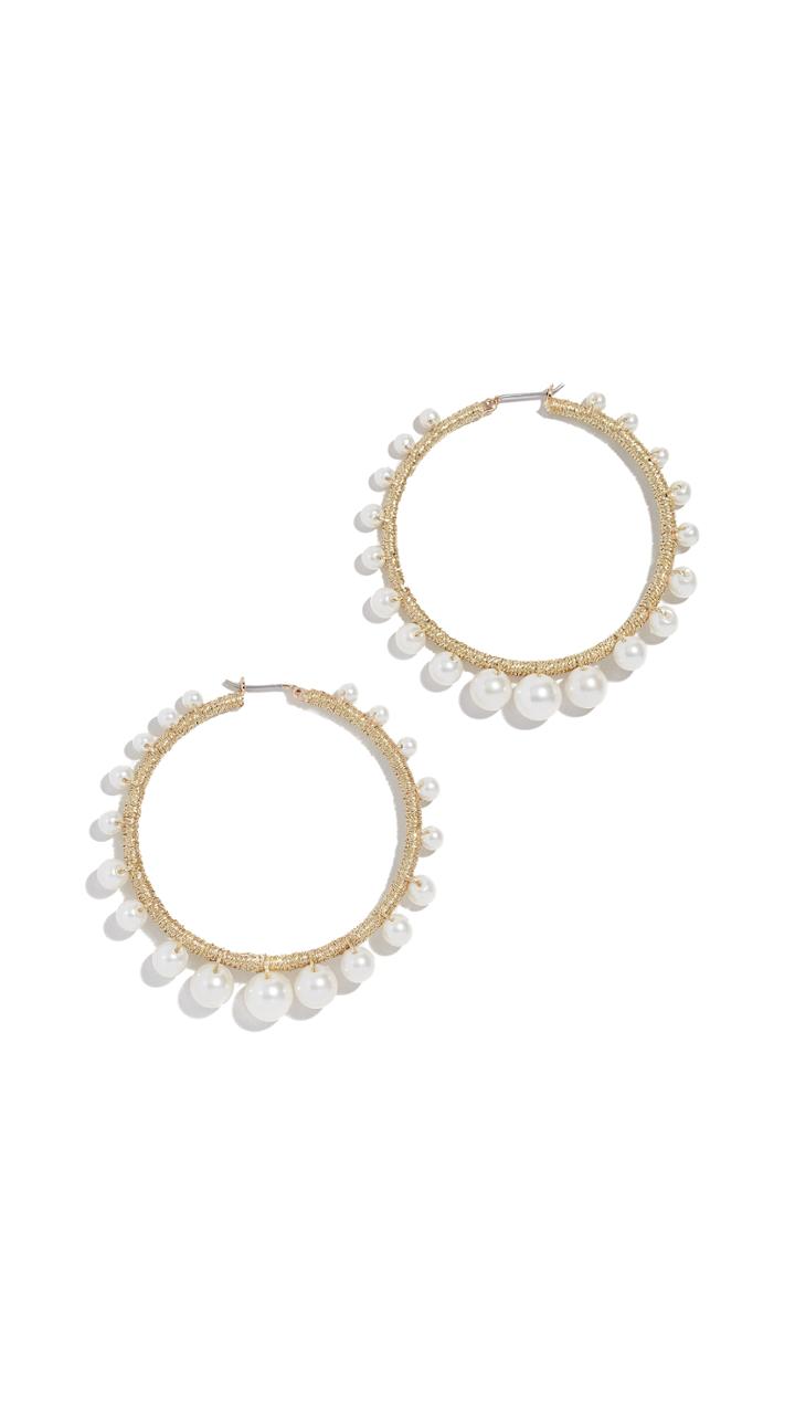 Rebecca Minkoff Morroco Pearl Hoop Earrings