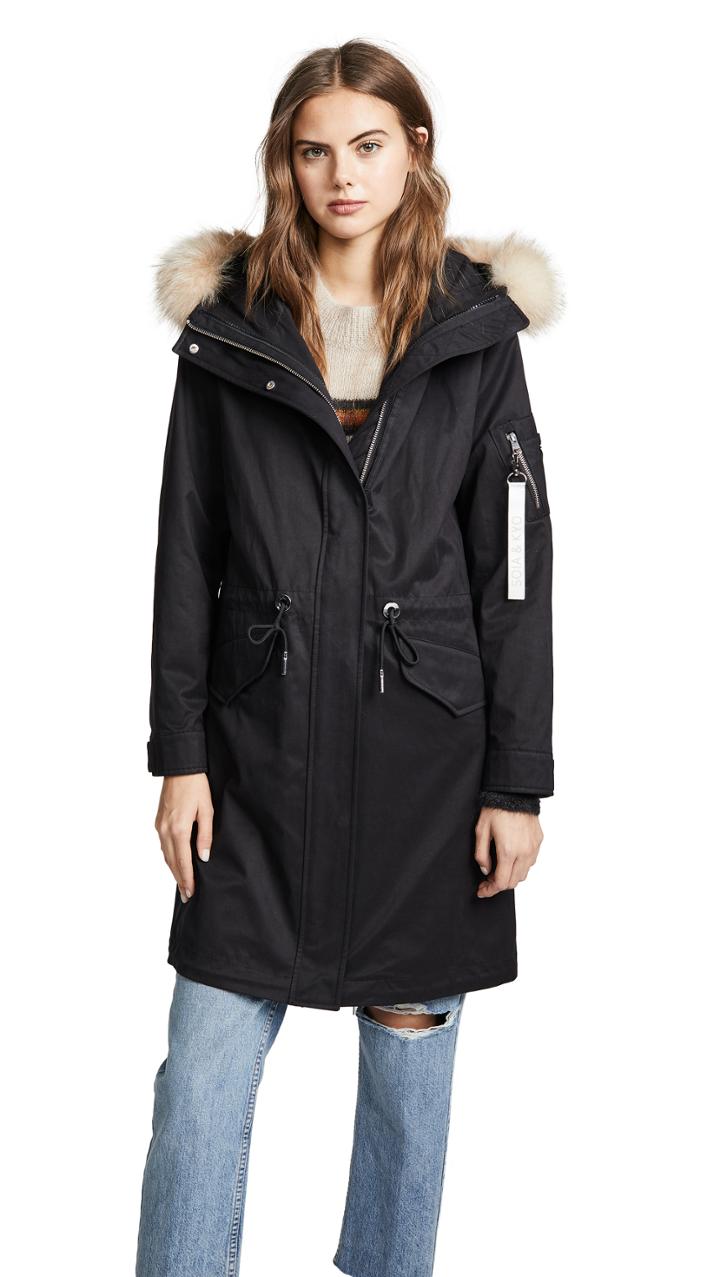Soia Kyo Lois Utility Down Coat With Fur Trim