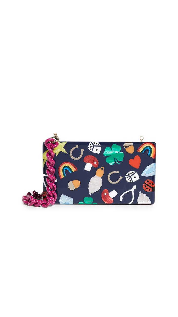 Edie Parker Lucky Charms Jean Clutch
