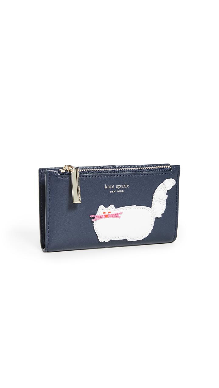 Kate Spade New York Beaded Cat Small Bifold Wallet