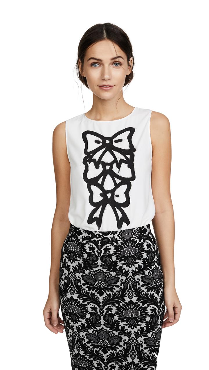 Boutique Moschino Bow Print Blouse