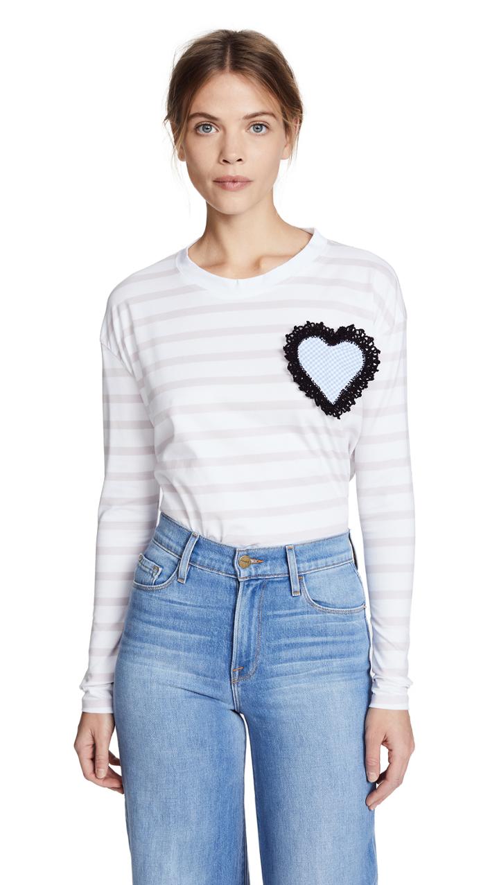 Michaela Buerger Striped Tee With Heart Patch