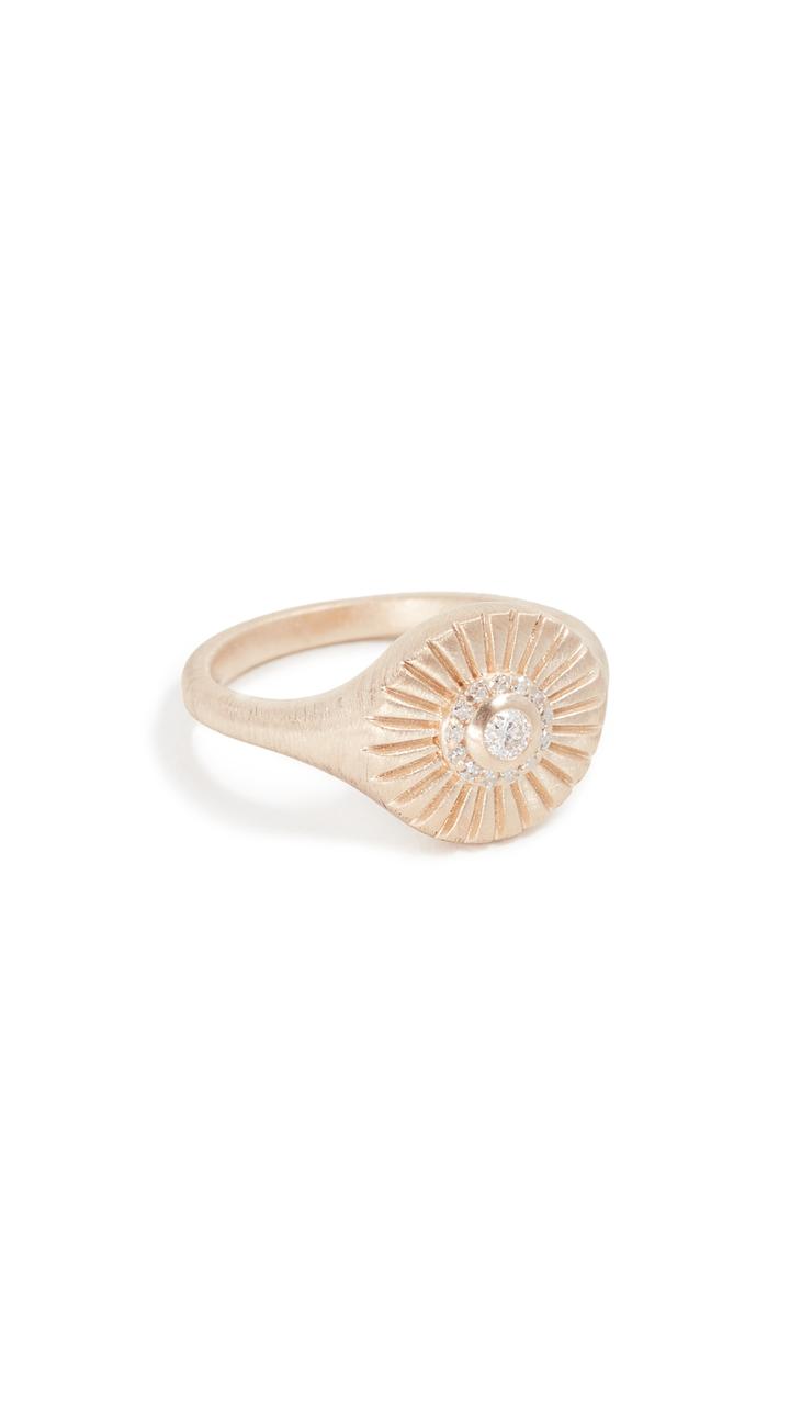 Adina Reyter 14k Diamond Rays Signet Ring