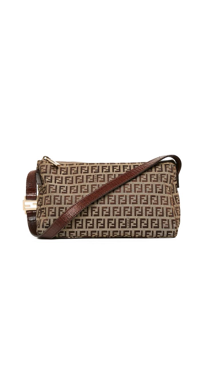 What Goes Around Comes Around Fendi Brown Zucchino Small Shoulder Bag