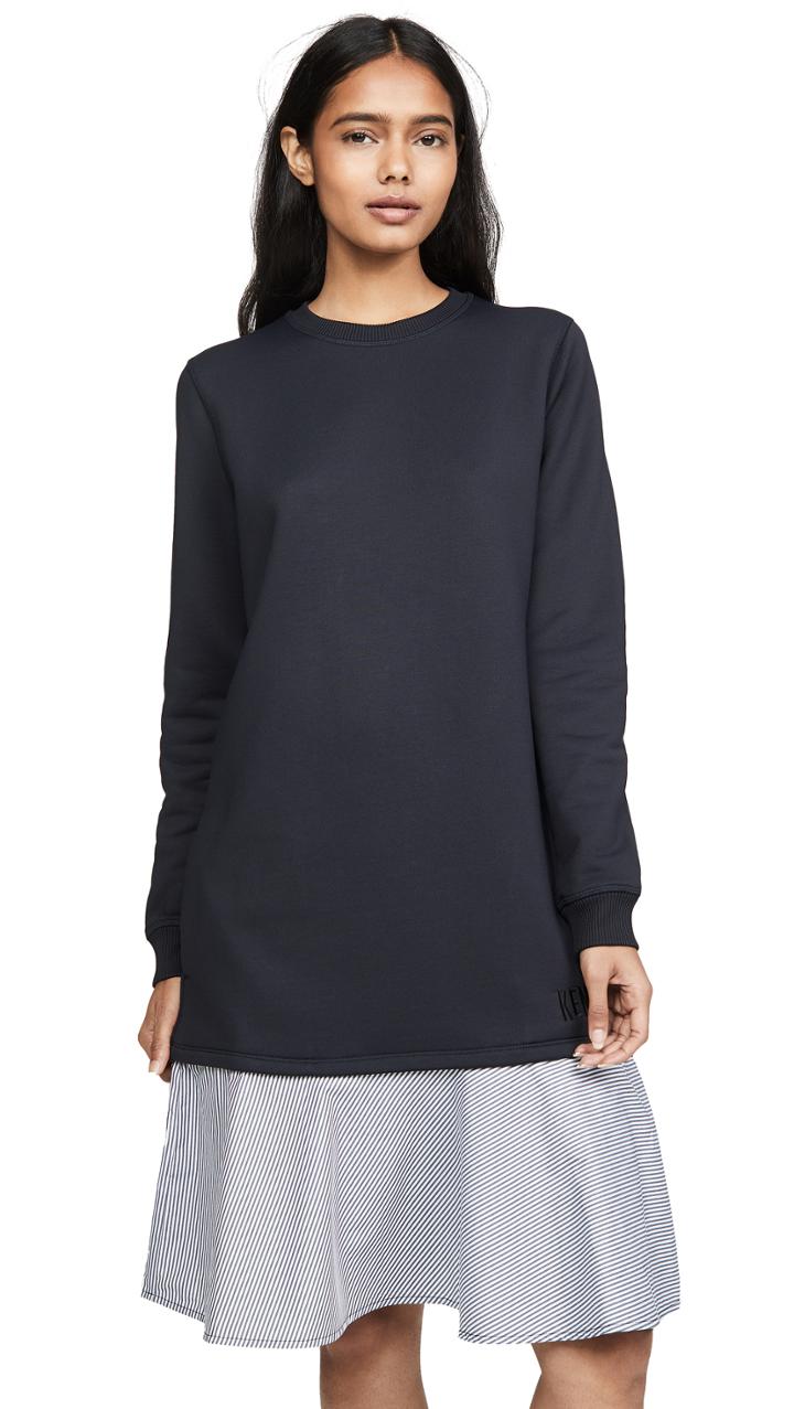 Kenzo Mix Woven Sweatshirt Dress