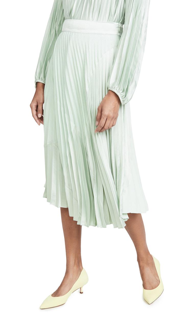 Vince Mixed Media Pleated Skirt