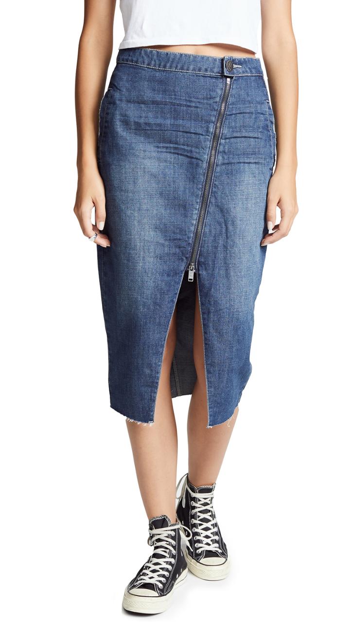 One Teaspoon Reformer Zip Denim Skirt