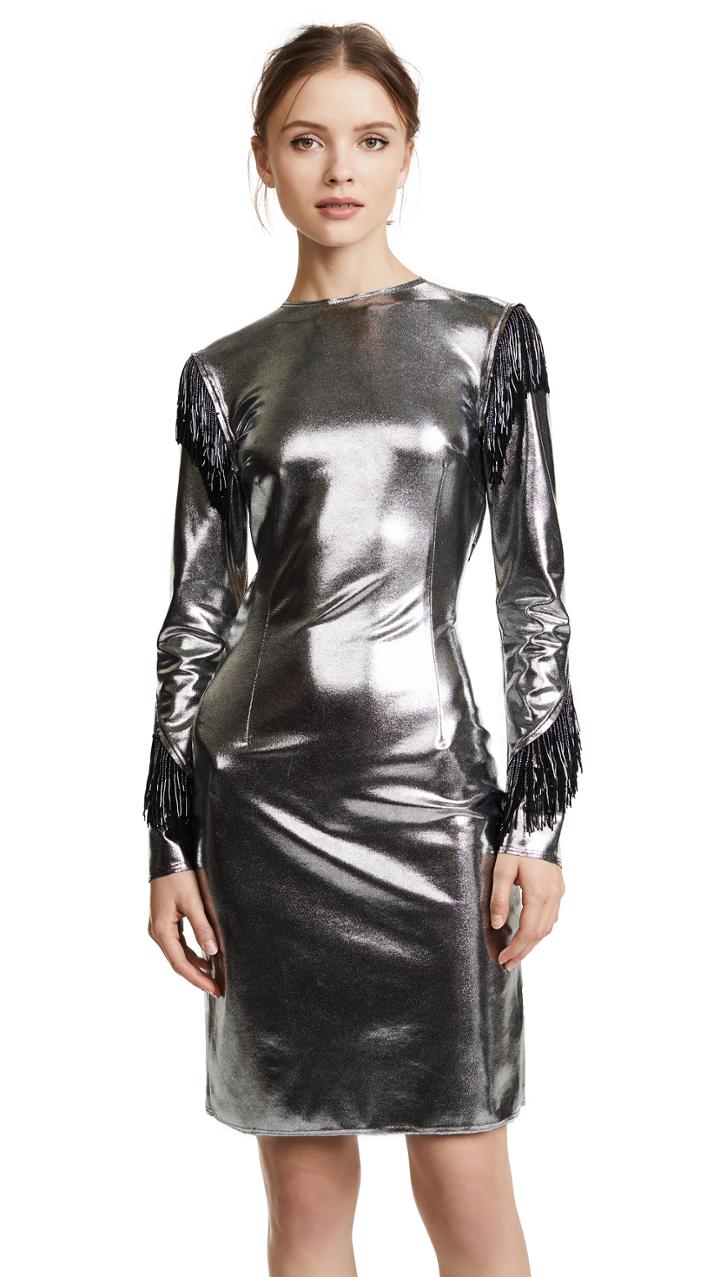 Baja East Tie Back Mini Dress With Fringe