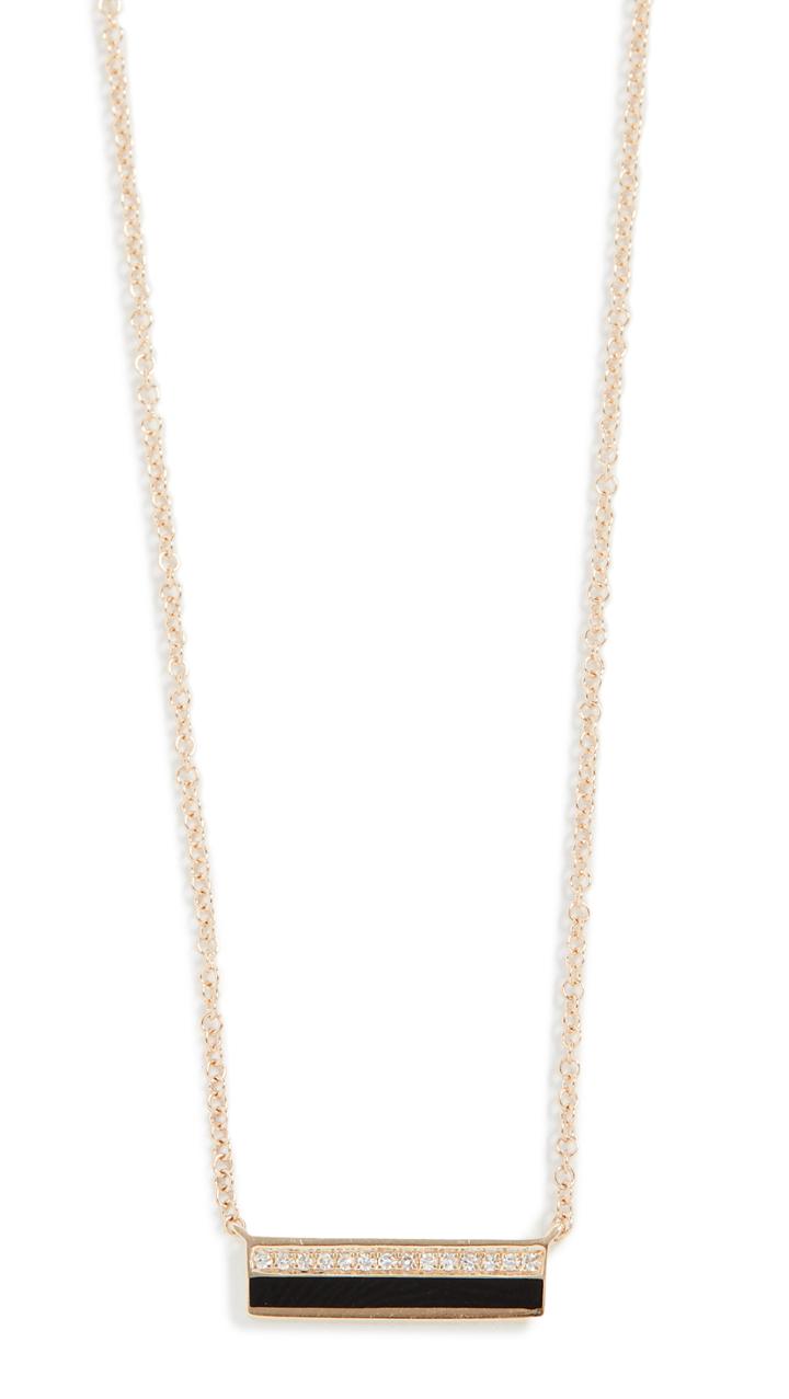 Ef Collection 14k Mini Diamond Enamel Bar Necklace