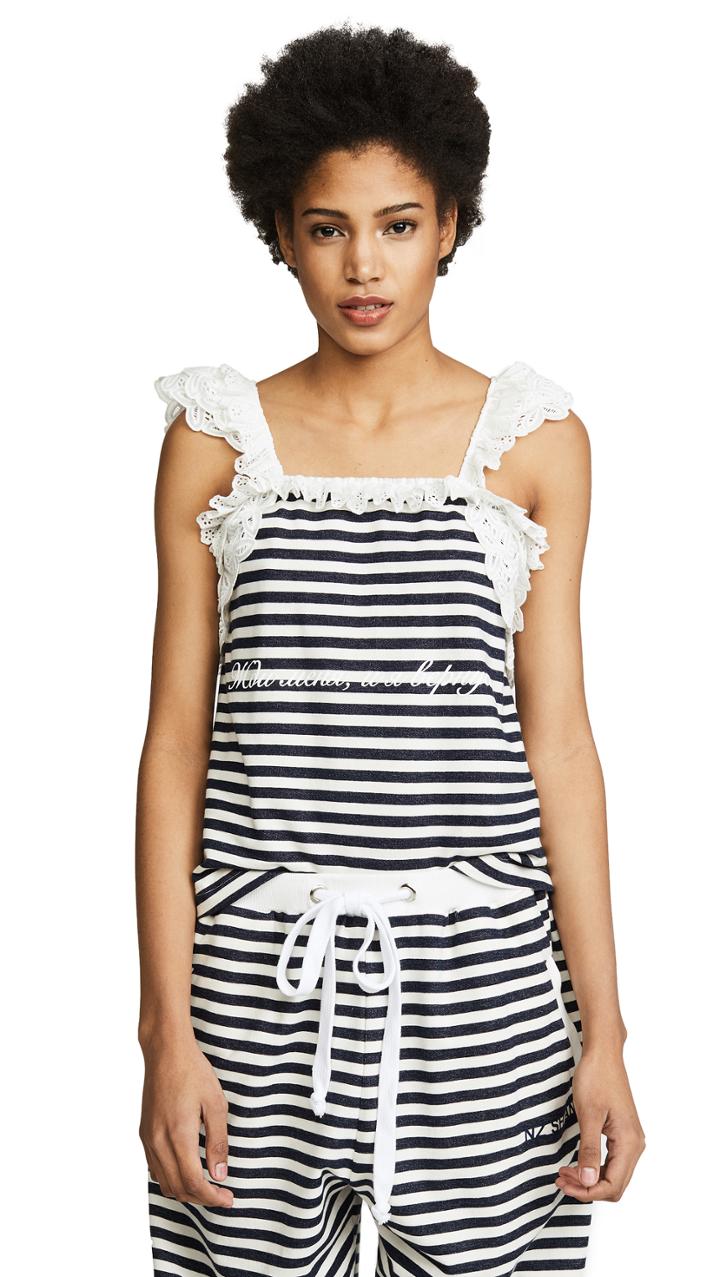 Natasha Zinko Striped Lace Combo Tank