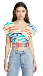 Alice Olivia Casandra Tiered Ruffle Smock Waist Blouse