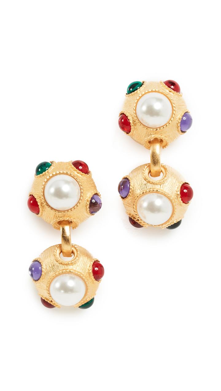 Kenneth Jay Lane Imitation Pearl Clip On Earrings