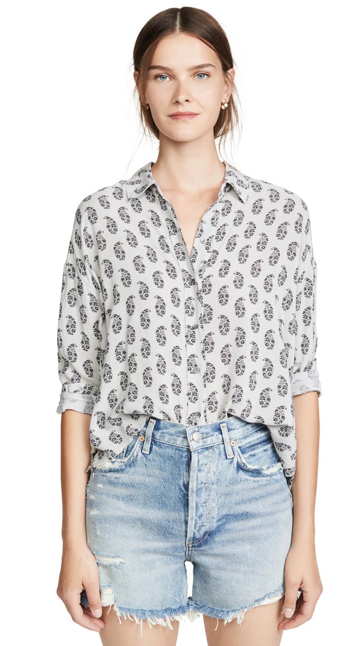 James Perse Paisley Print Boxy Shirt