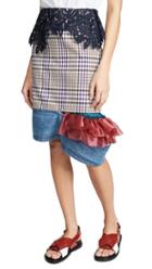 Kolor Plaid Contrast Hem Skirt