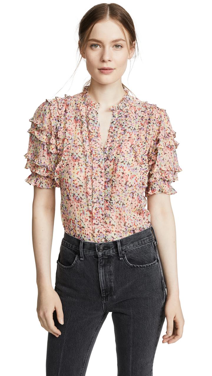 Rebecca Taylor Short Sleeve Margo Floral Top