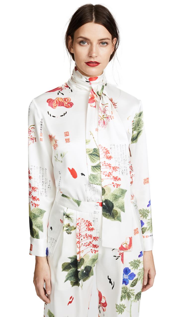 Adam Lippes Silk Charmeuse Blouse With Scarf