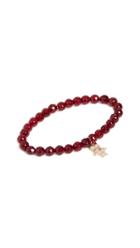 Sydney Evan 14k Gold Red Agate Beaded Robot Charm Bracelet