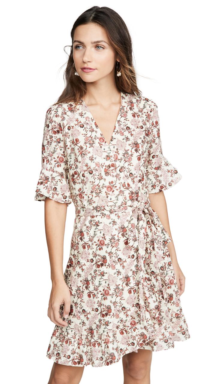 Wayf Kaitlyn Eyelet Wrap Mini Dress