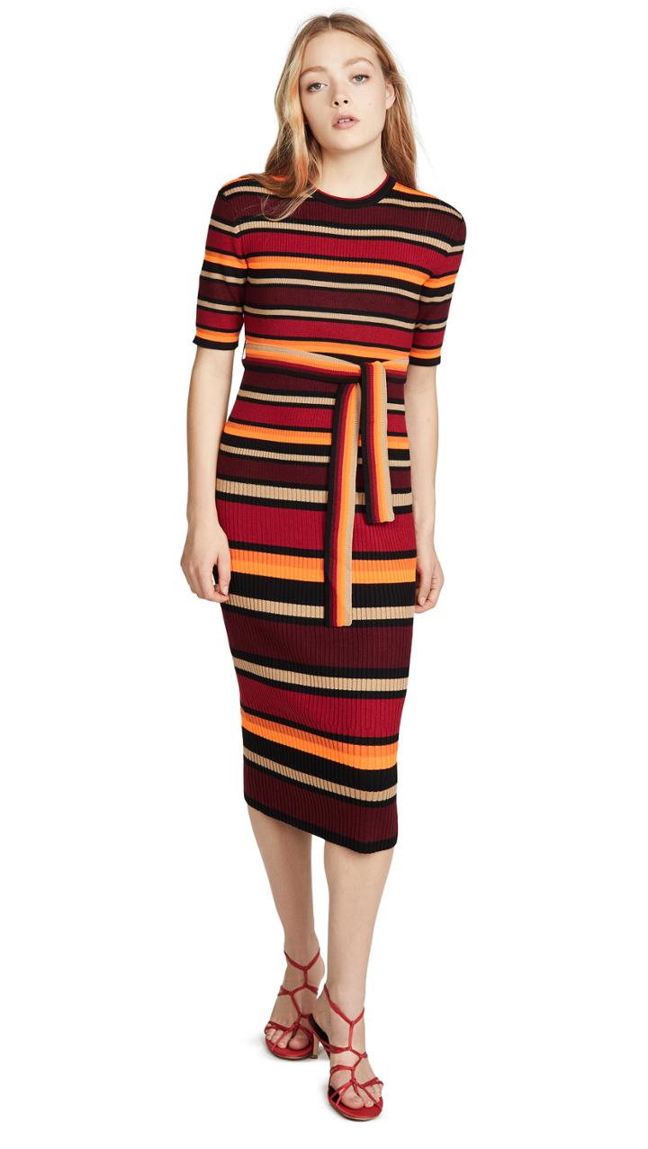Victoria Victoria Beckham Fitted Striped Dress