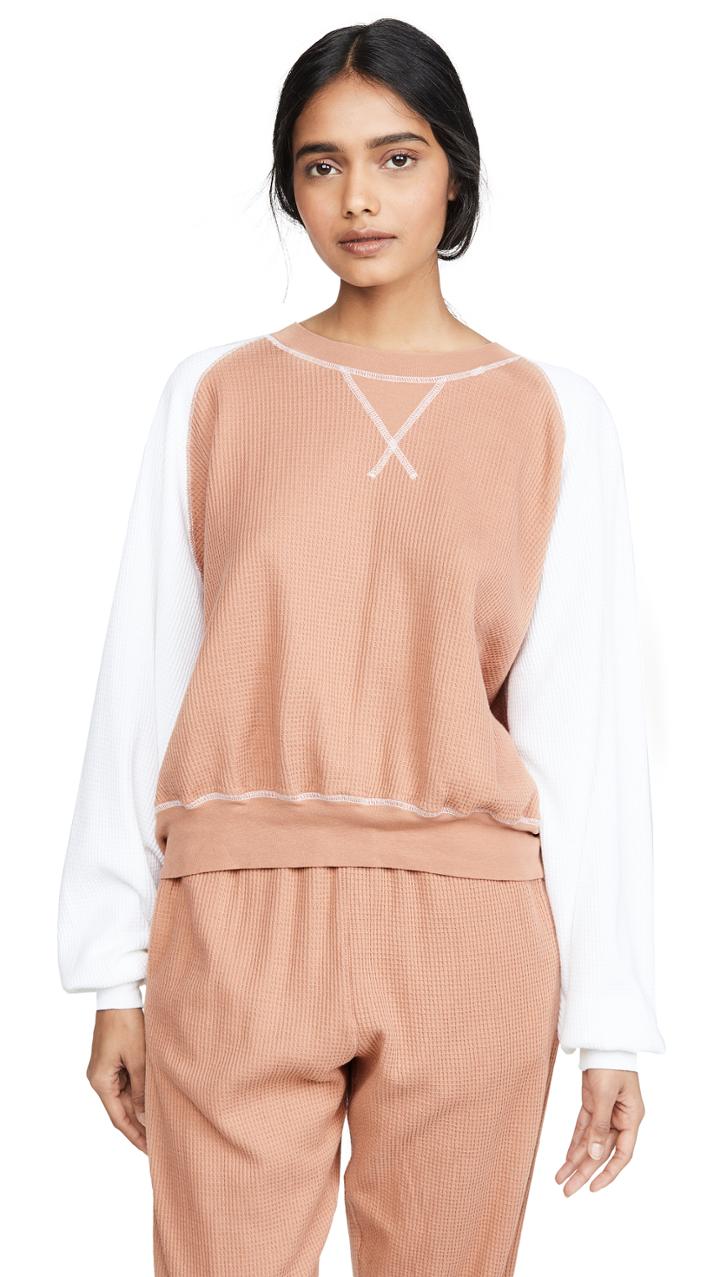 Bassike Contrast Waffle Batwing Sweatshirt