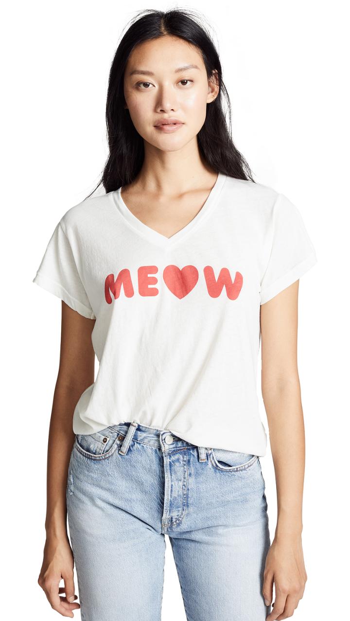 Wildfox Meow Romeo V Neck Tee