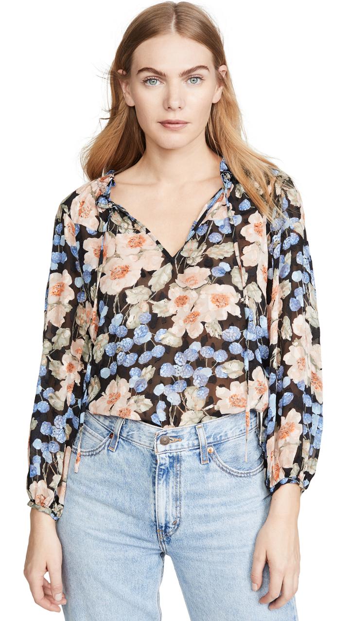 Rebecca Taylor Long Sleeve Blush Rose Top