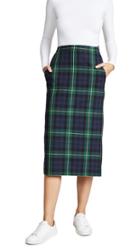 Pushbutton Plaid Combo Midi Skirt