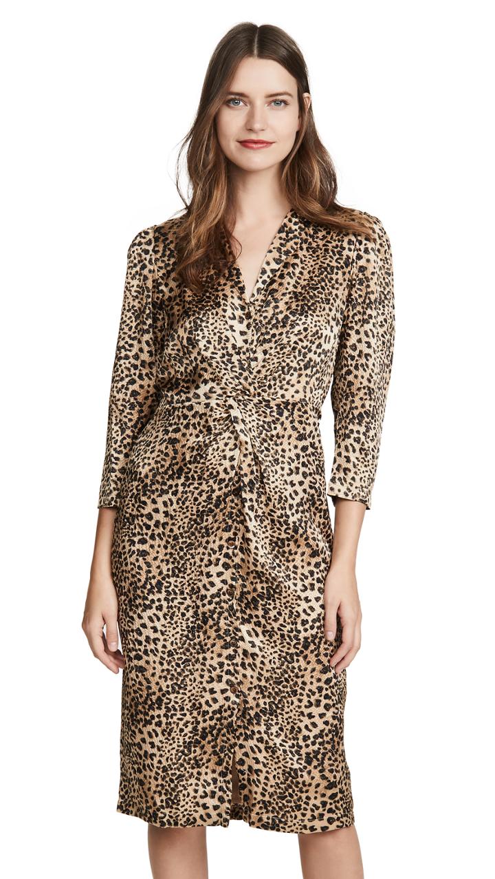 Rebecca Taylor Long Sleeve Lynx Silk Dress