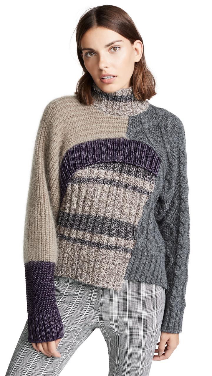 Kolor Mixed Media Turtleneck