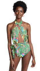 Patbo Electric Jungle Cross Front One Piece Swimsuit