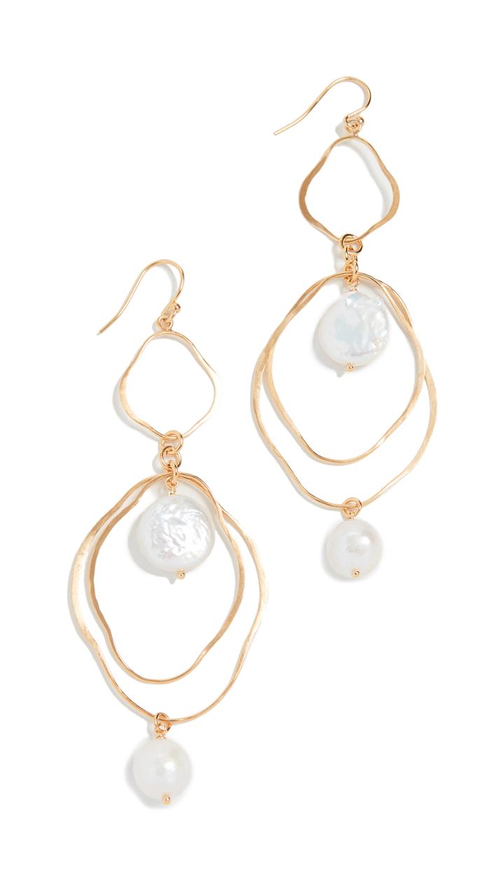Chan Luu Gold Drop Earrings With Keshi Pearls